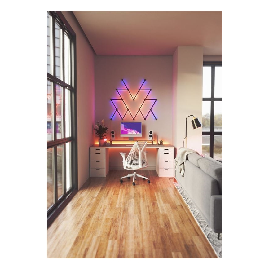 Nanoleaf - Bėginių dangtelių komplektas LINES 9 vnt. juoda matinė