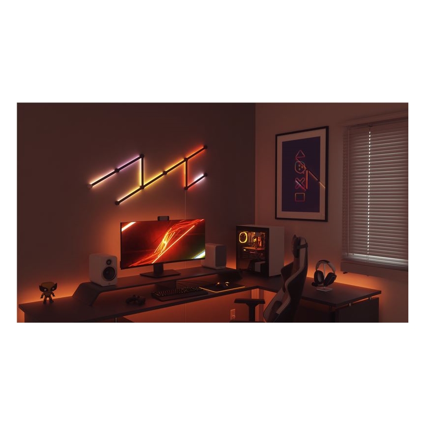 Nanoleaf - Bėginių dangtelių komplektas LINES 9 vnt. juoda matinė