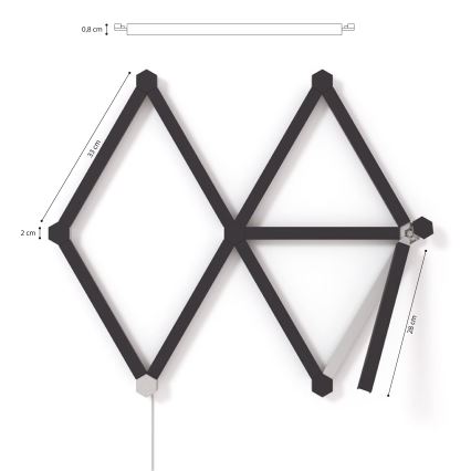 Nanoleaf - Bėginių dangtelių komplektas LINES 9 vnt. juoda matinė