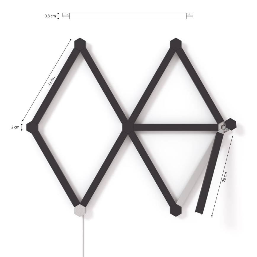 Nanoleaf - Bėginių dangtelių komplektas LINES 9 vnt. juoda matinė