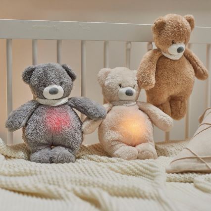 Nattou - Snuggle buddy su melodija ir šviesa SLEEPY BEAR 4in1 pilka