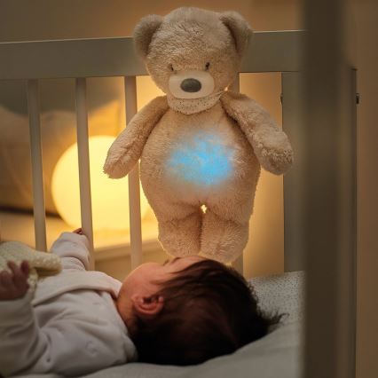 Nattou - Snuggle buddy su melodija ir šviesa SLEEPY BEAR 4in1 smėlio spalva