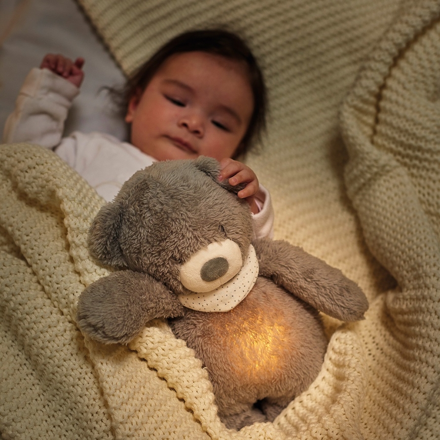 Nattou - Snuggle buddy su melodija ir šviesa SLEEPY BEAR 4in1 smėlio spalva