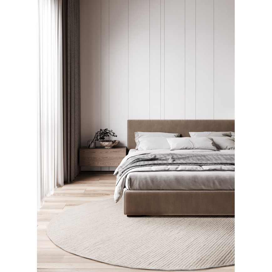 Natūralus apvalus kilimas FIR WOOL 160 cm 2600 g/m2 kreminis