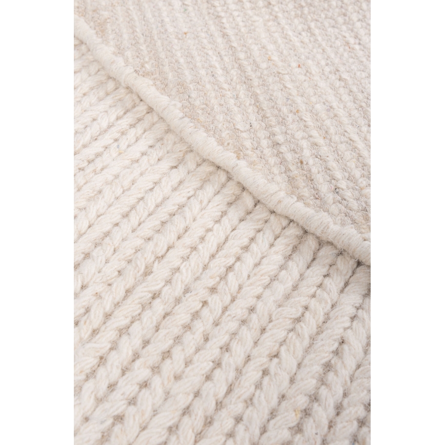 Natūralus apvalus kilimas FIR WOOL 160 cm 2600 g/m2 kreminis