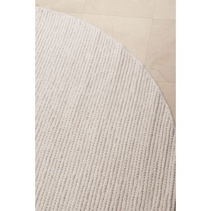 Natūralus apvalus kilimas FIR WOOL 160 cm 2600 g/m2 kreminis