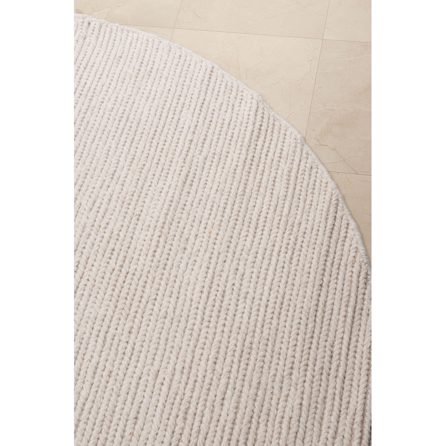 Natūralus apvalus kilimas FIR WOOL 160 cm 2600 g/m2 kreminis