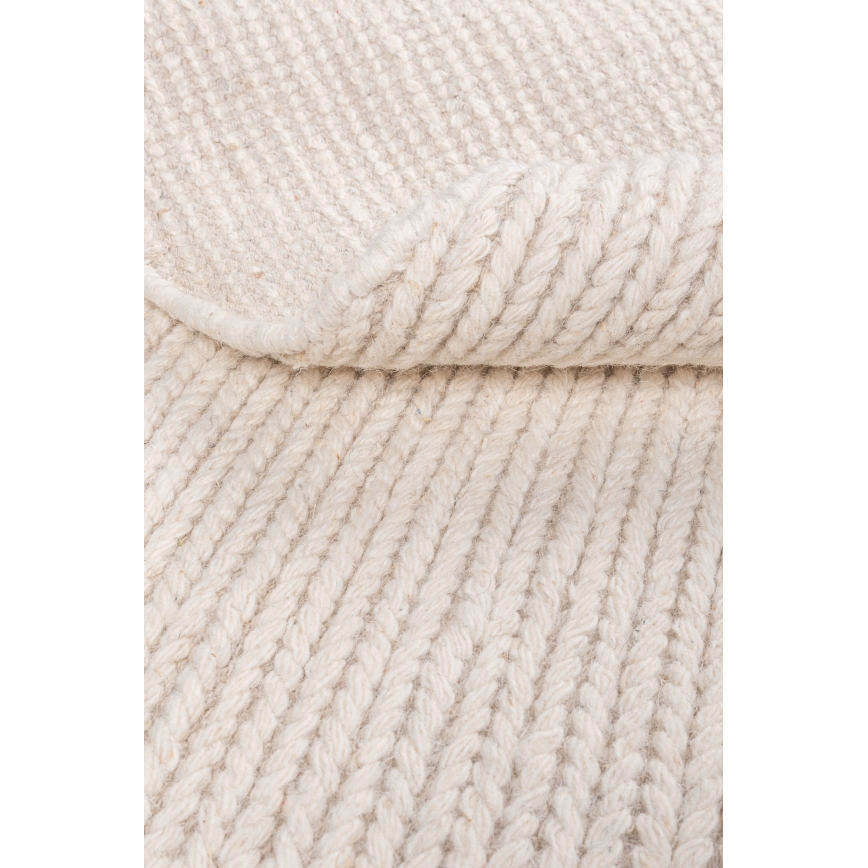 Natūralus apvalus kilimas FIR WOOL 160 cm 2600 g/m2 kreminis