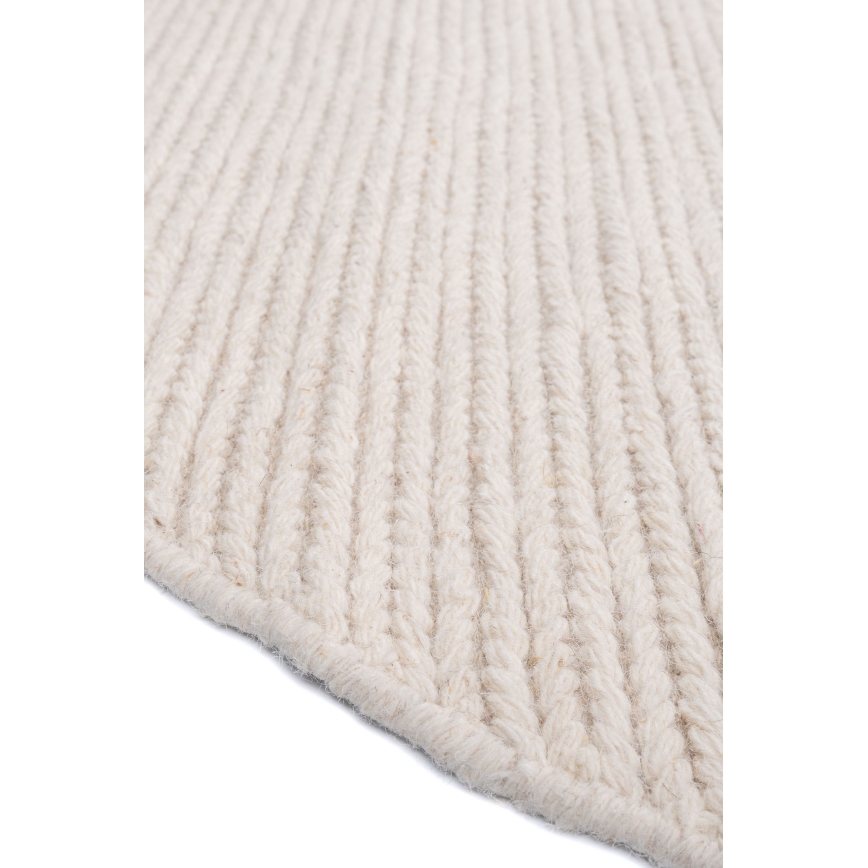 Natūralus apvalus kilimas FIR WOOL 160 cm 2600 g/m2 kreminis