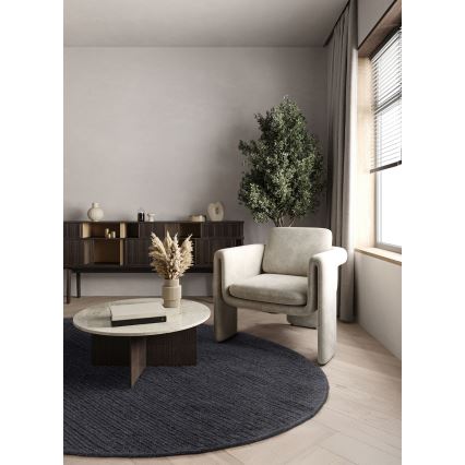 Natūralus apvalus kilimas FIR WOOL, skersmuo 160 cm, tankis 2600 g/m2, antracitas