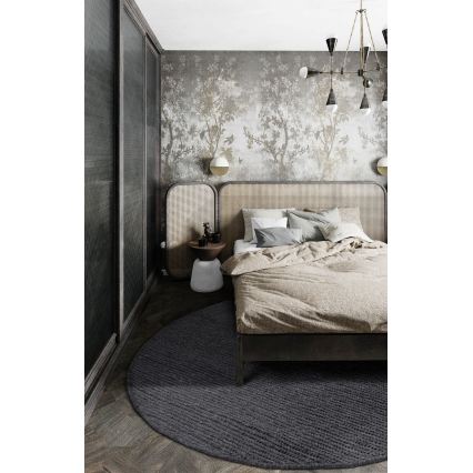 Natūralus apvalus kilimas FIR WOOL, skersmuo 160 cm, tankis 2600 g/m2, antracitas