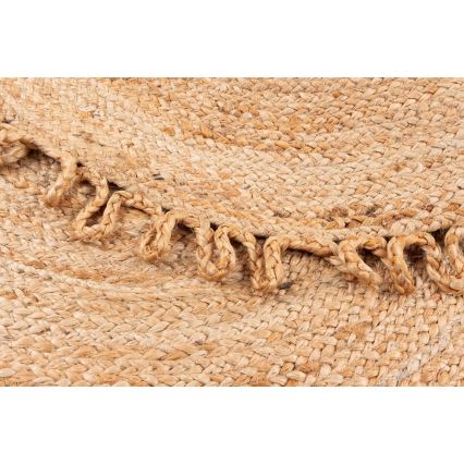 Natūralus apvalus kilimas JUTA, 100 cm, smėlinės spalvos