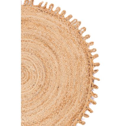 Natūralus apvalus kilimas JUTA, 100 cm, smėlinės spalvos