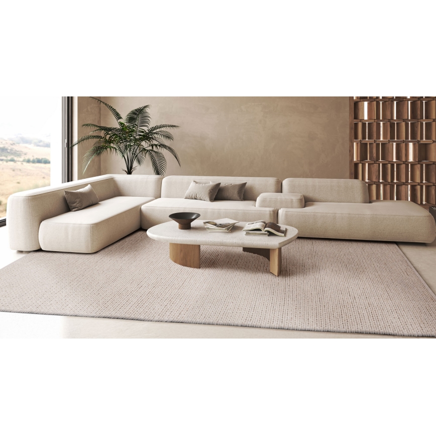 Natūralus kilimas FIR WOOL 120x170 cm, 2600 g/m2, kreminės spalvos