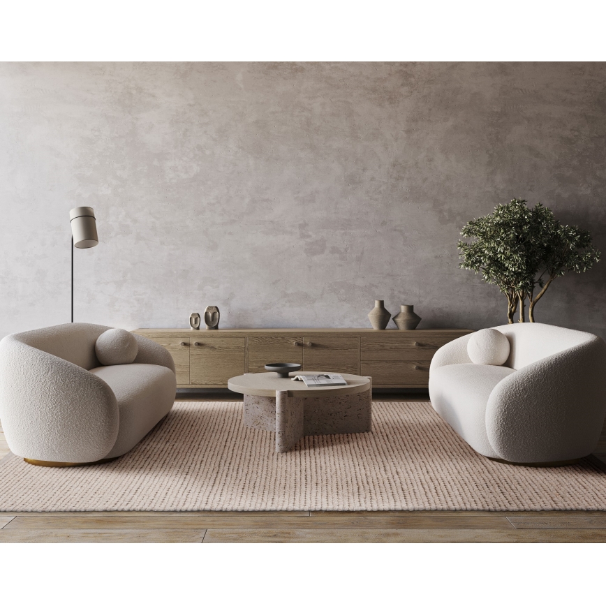 Natūralus kilimas FIR WOOL 120x170 cm, 2600 g/m2, kreminės spalvos