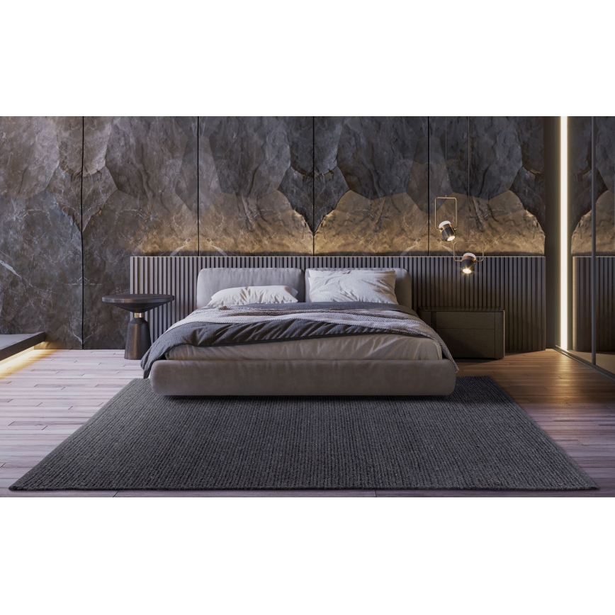 Natūralus kilimas FIR WOOL 70x140 cm 2600 g/m2 antracitas