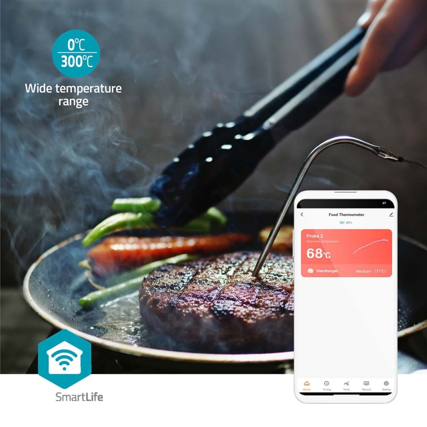 Išmanus skaitmeninis mėsos termometras su LCD ekranu SmartLife 0-300 °C 2xAAA