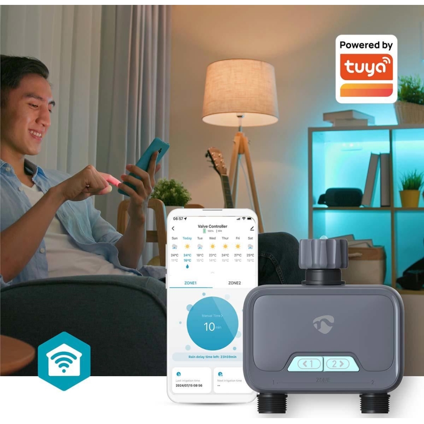 Vandens srauto reguliatorius 4xAA Wi-Fi Tuya IP54