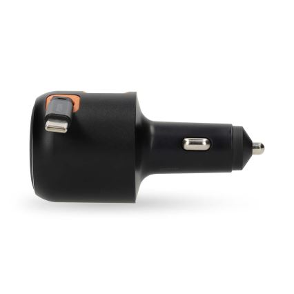 Automobilinis įkroviklis su ištraukiamu kabeliu Power Delivery 30 W, 2x USB-C + 1x USB-A