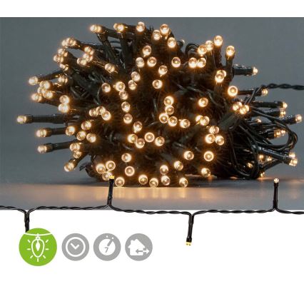 LED Kalėdinė lauko girlianda 192xLED/7 funkcijų/3xAA 14,9m IP44 šiltai balta