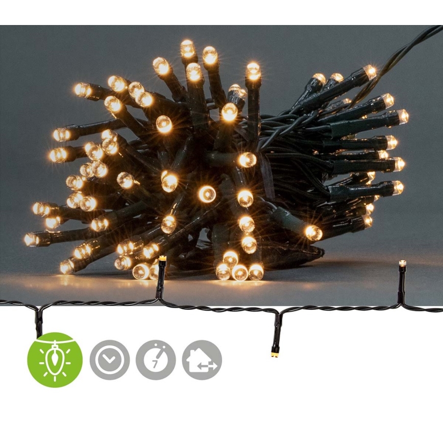 LED lauko girlianda 48xLED/7 funkcijų/3xAA 4,1m IP44 šiltai balta