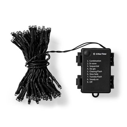 LED lauko girlianda 96xLED/7 funkcijų/3xAA 7,7m IP44 šiltai balta
