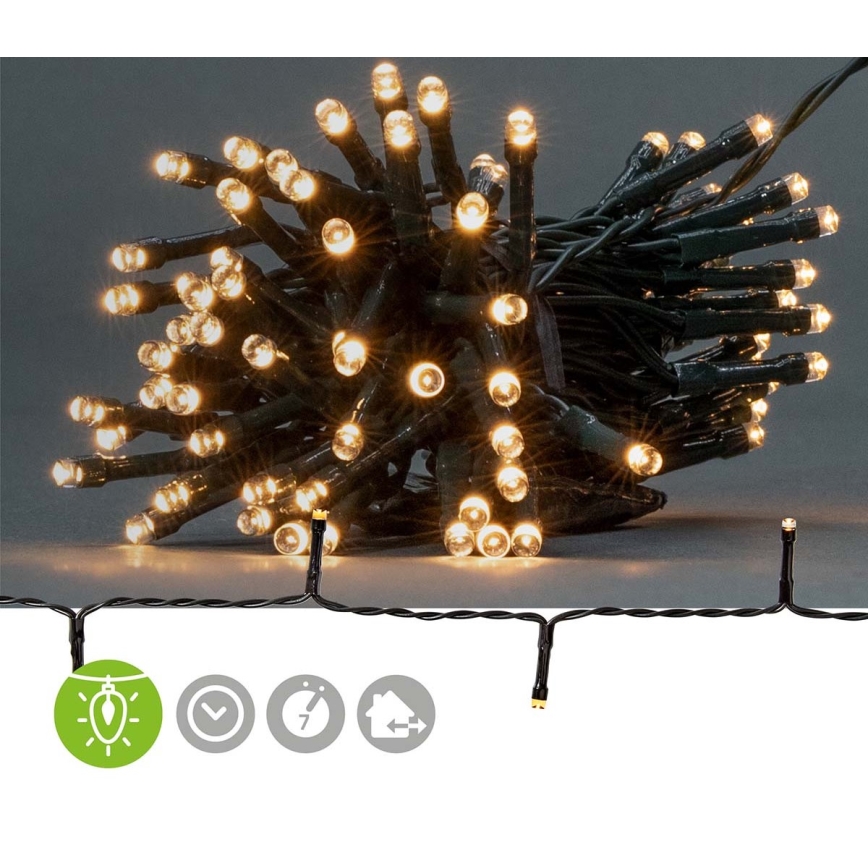 LED lauko kalėdinė girlianda 96xLED/7 funkcijų/3xAA 7,7m IP44 šilta balta