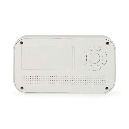 Skaitmeninis laikrodis su žadintuvu, termometru ir higrometru 2xAA baltas