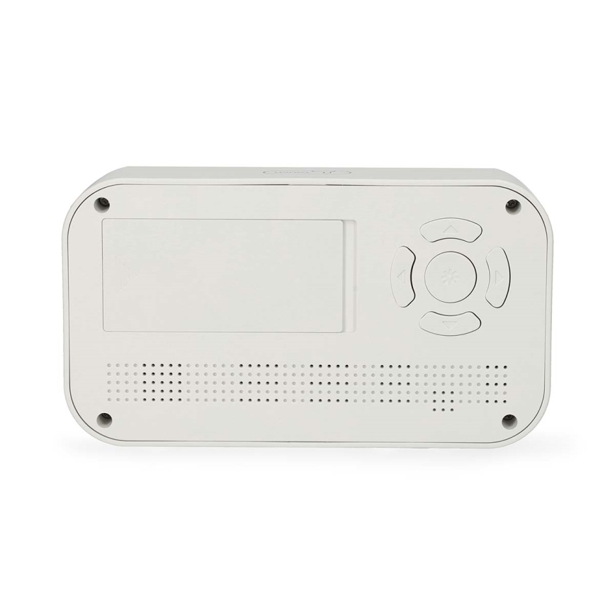 Skaitmeninis laikrodis su žadintuvu, termometru ir higrometru 2xAA baltas