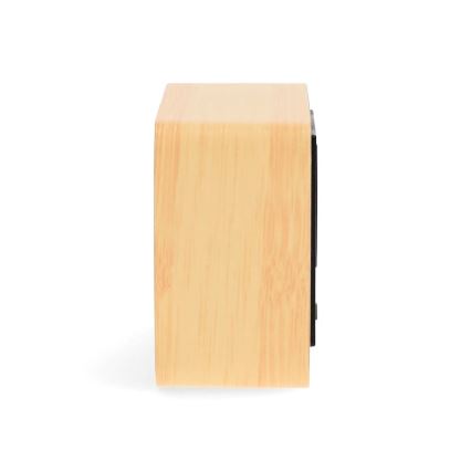 Medinis skaitmeninis žadintuvas su LED ekranu ir integruotu termometru, maitinimas 5V/3xAAA