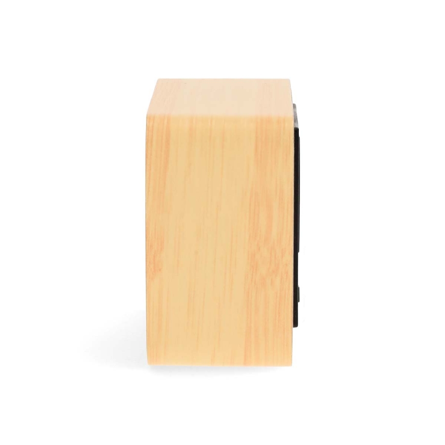 Medinis skaitmeninis žadintuvas su LED ekranu ir integruotu termometru, maitinimas 5V/3xAAA