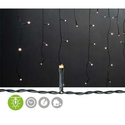 LED lauko užuolaida 180 LED/7 funkcijų 10,9m IP44 šiltai balta