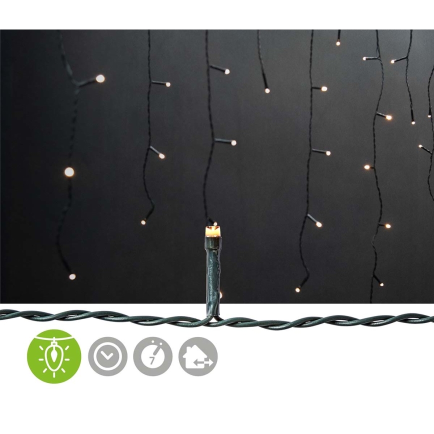 LED lauko užuolaida 180 LED/7 funkcijų 10,9m IP44 šiltai balta