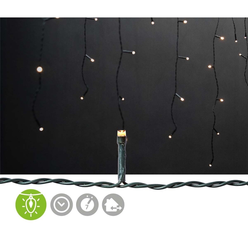 LED Lauko kalėdinė užuolaida 360xLED/7 funkcijos 14m IP44 šiltai balta