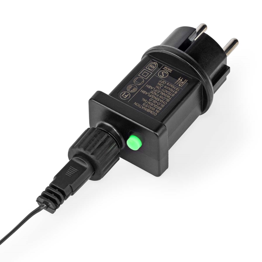 LED lauko užuolaida, 360 LED, 7 funkcijų, 14 m, IP44, šaltai balta