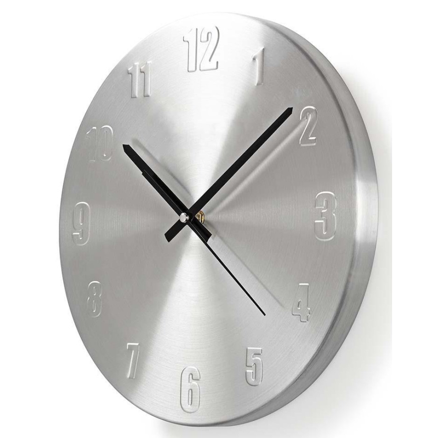 Metalinis sieninis laikrodis 1xAA matinis chromas