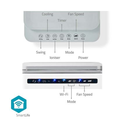 Oro kondicionierius 65W/230V Wi-Fi Tuya baltas + nuotolinio valdymo pultas