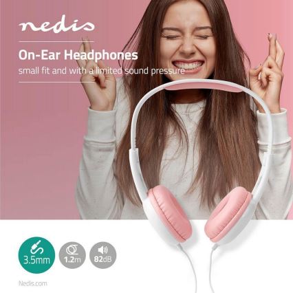 Wired headphones pink / white