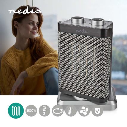 Ventiliatorius su keraminiu kaitinimo elementu 1000/1500W/230V sidabrinis
