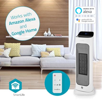 Ventiliatorius su keraminiu kaitinimo elementu Smartlife 1400/2000W/230V Wi-Fi Tuya + nuotolinio valdymo pultas