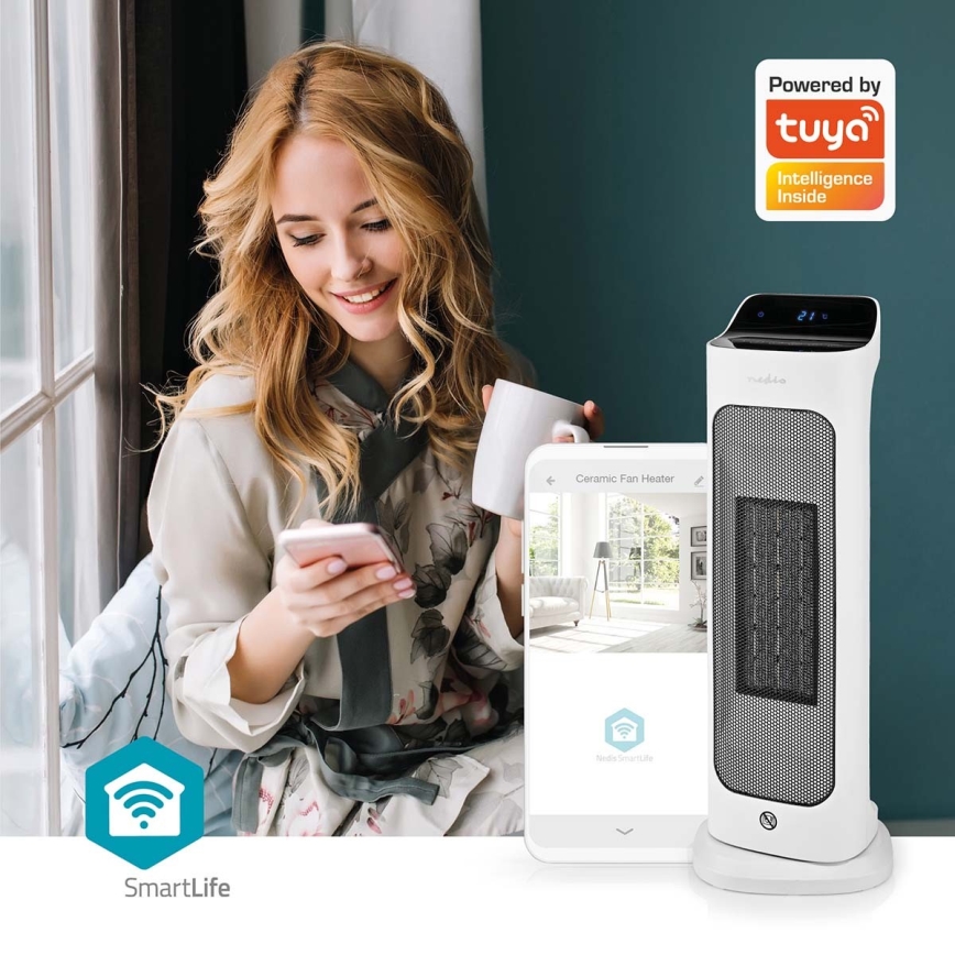 Ventiliatorius su keraminiu kaitinimo elementu Smartlife 1400/2000W/230V Wi-Fi Tuya + nuotolinio valdymo pultas