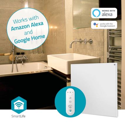 Infraraudonųjų spindulių šildymo panelė 350W/230V 59,8x62 cm IP44 Wi-Fi Tuya + nuotolinis valdymas
