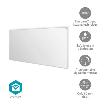 Infraraudonųjų spindulių šildymo panelė 700W/230V 120x62 cm IP44 Wi-Fi Tuya + nuotolinio valdymo pultas