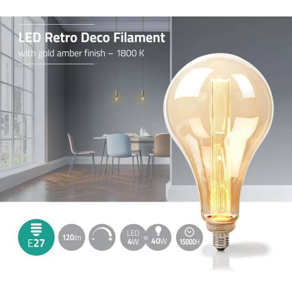 Reguliuojama LED lemputė FILAMENT PS165 E27/3,5W/230V 1800K