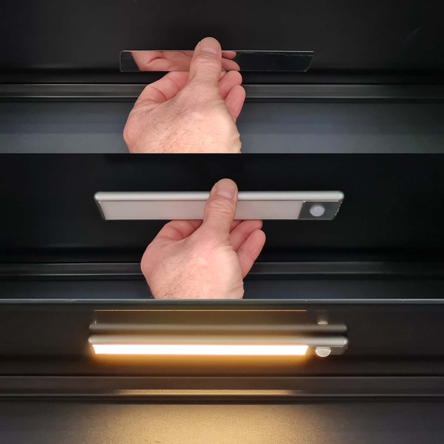 LED įkraunamos spintelės apšvietimas su jutikliu LED/1W/1100 mAh 3000K
