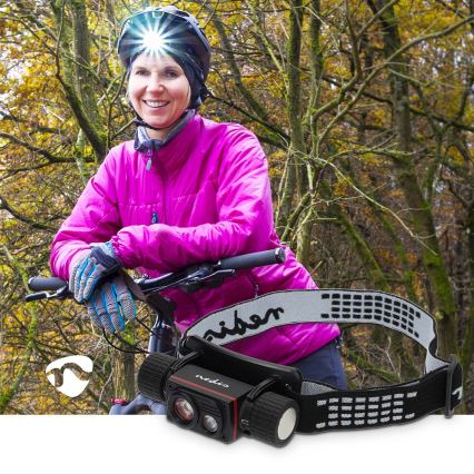 LED reguliuojamas įkraunamas aliumininis žibintuvėlis ant galvos LED/10W/5V 2200 mAh IPX8 juodas