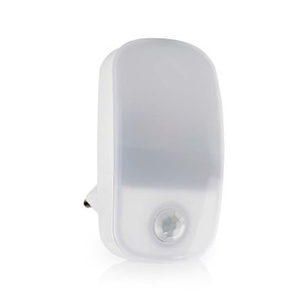 LED Orientacinė lemputė su judesio ir prieblandos jutikliu LED/0,55W/230V balta