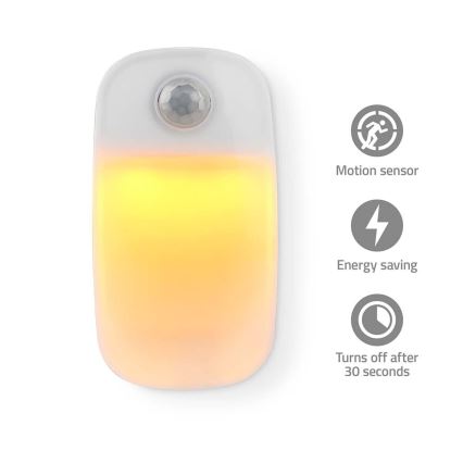 LED Orientacinė lemputė su judesio ir prieblandos jutikliu LED/0,55W/230V balta