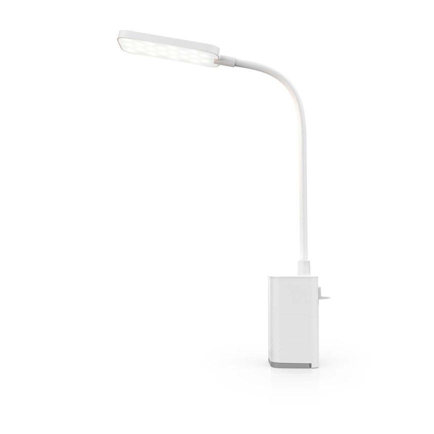 LED reguliuojama įkraunama jutiklinė lanksti stalinė lempa su spaustuku LED/5W/1200 mAh balta