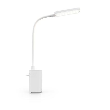 LED reguliuojama įkraunama jutiklinė lanksti stalinė lempa su spaustuku LED/5W/1200 mAh balta
